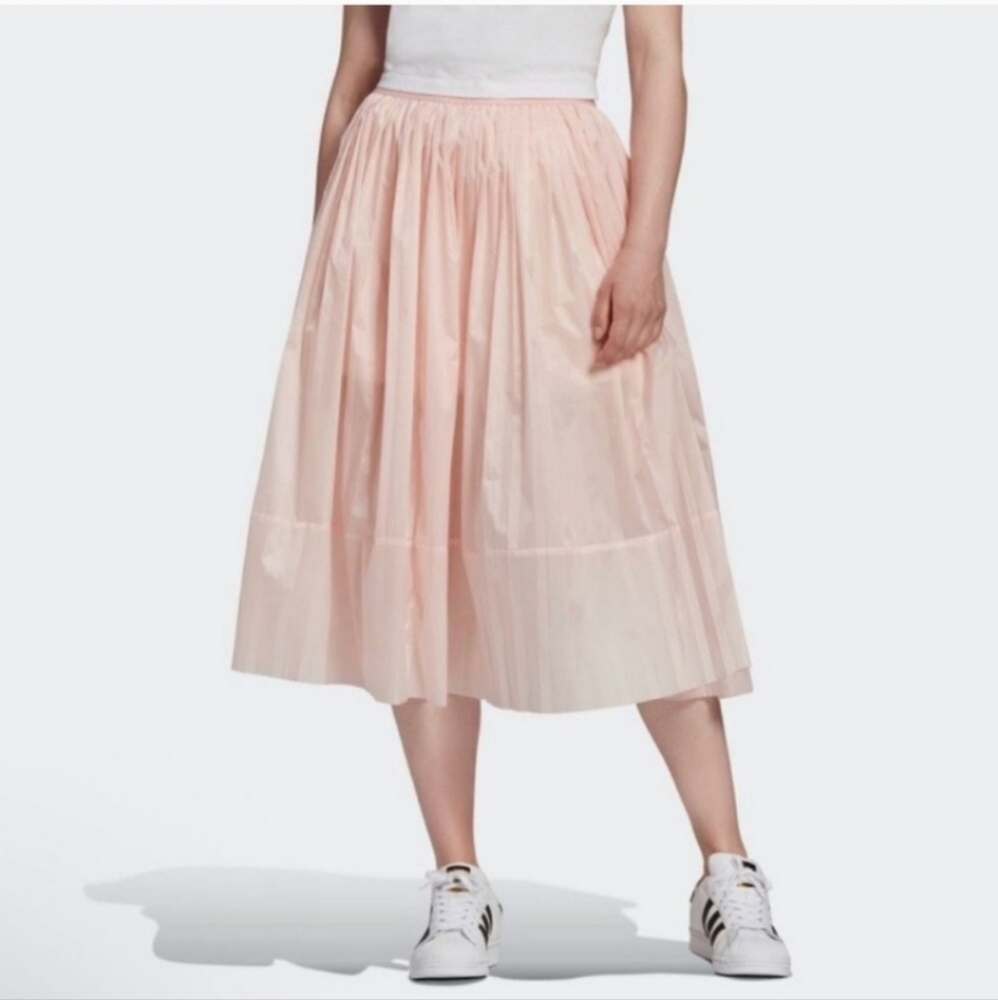 NWT Addidas Original Pleated K-POP MIDI Skirt - Pink - Size M - Picture 2 of 6